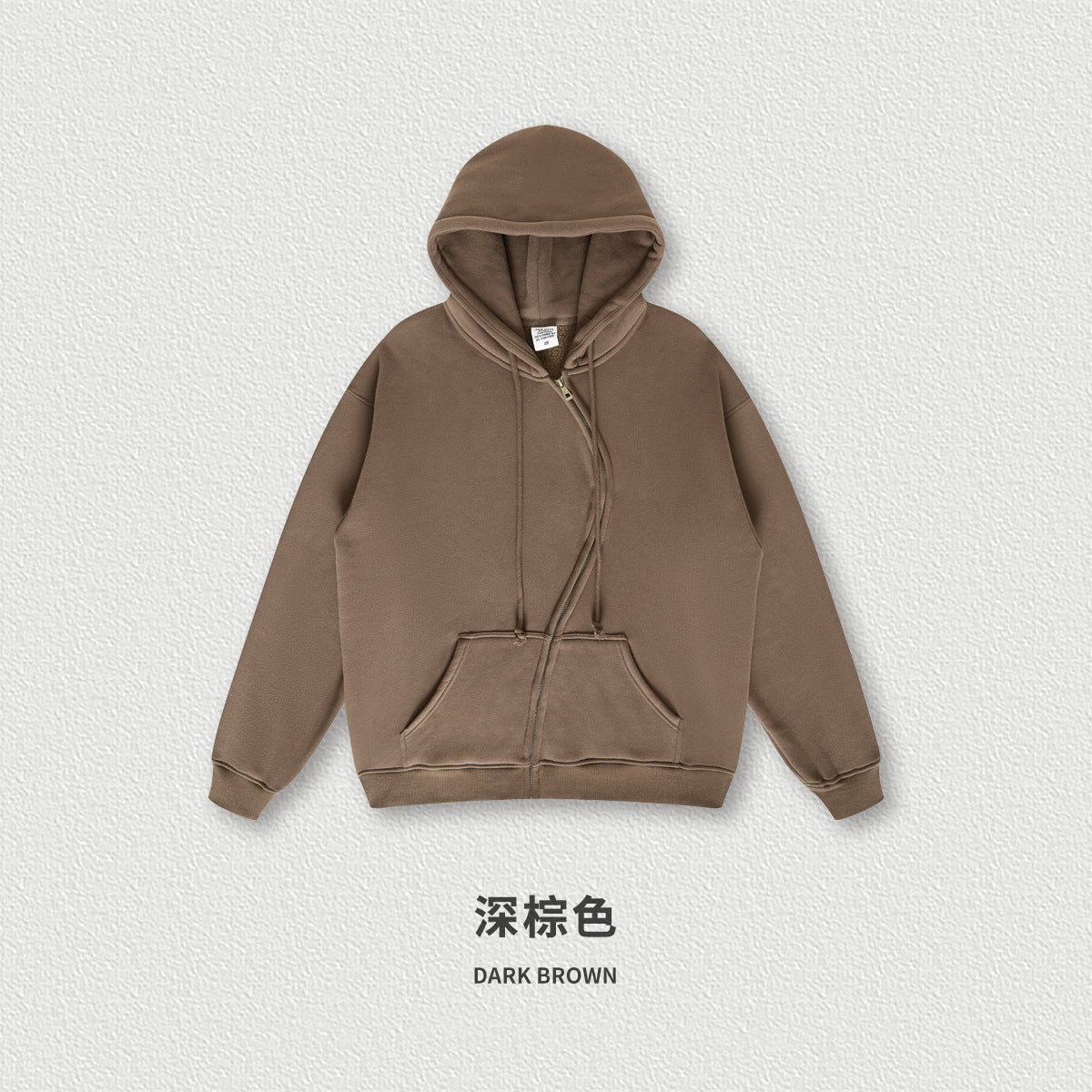 Heavyweight Custom S-shaped Zipper Fleece Loose Boxy Oversized Streetwear Drop Shoulder Fashion Sweaters and Hoodies