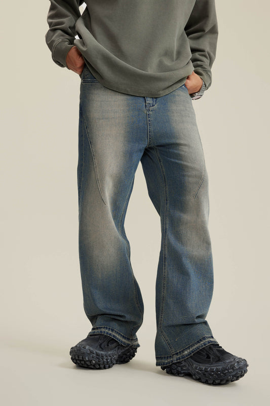Men Sweatpants High Quality Washed Micro Flared Denim Pants Sweatpants From a Trendy Brand Free Sample Sweatpants American Style