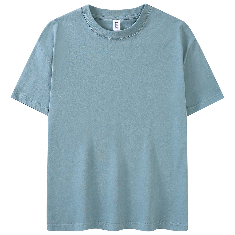 Streetwear Tshirt Pure Color High Quality Blank Custom Distressed Embroidery Round Neck Short Sleeve Heat Transfers for T-shirts