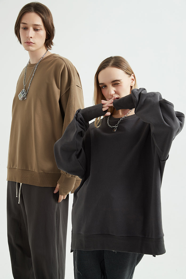 Hoodies 100% Cotton Washed Fabric Textured Wool. Ninja Style Sleeves Drop Shoulder Oversized Design Embroidered Winter Style