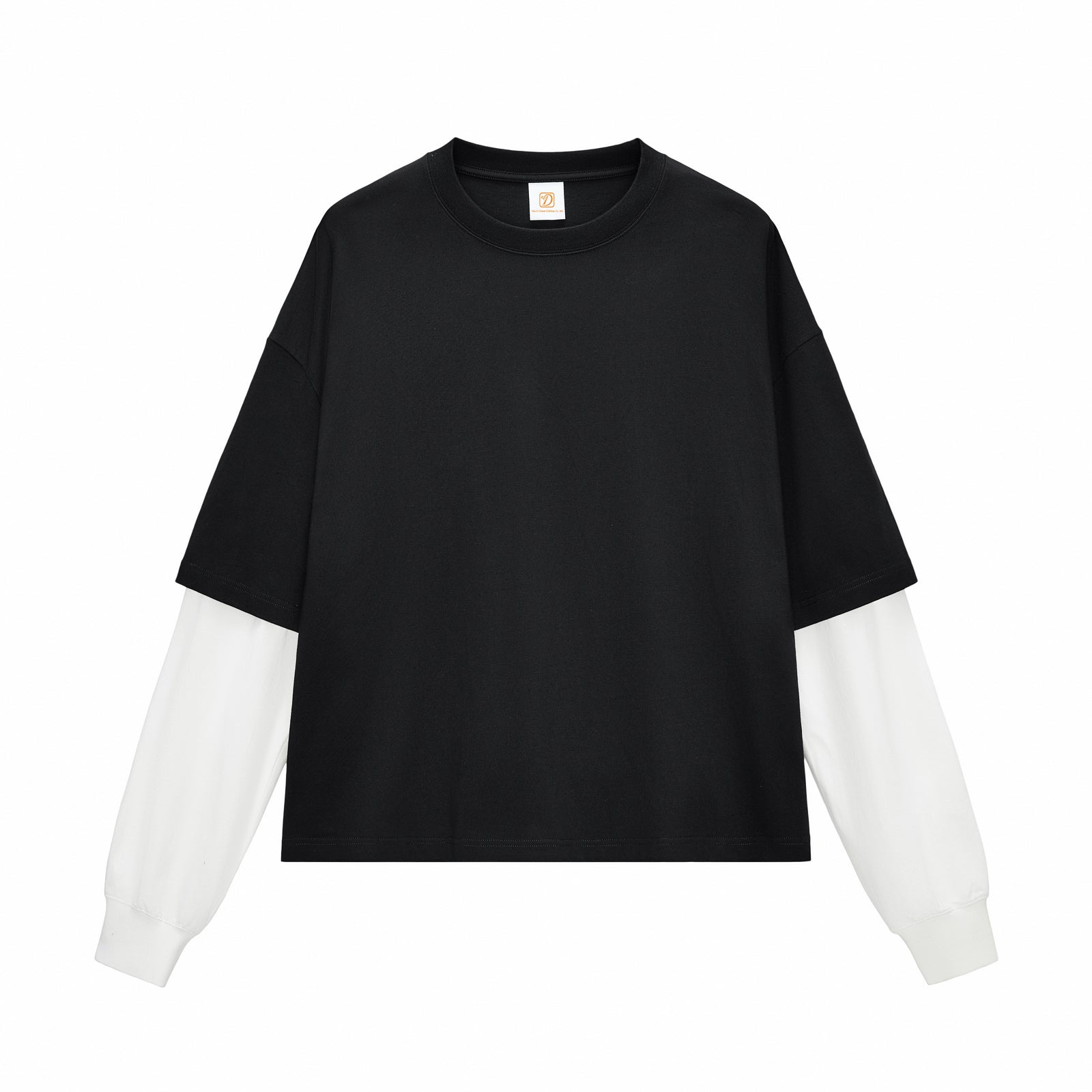 Boxy 100% Cotton Long Sleeve T-shirt Custom Round Neck Patchwork Blank High Quality Design Dtf Transfers for Long Sleeve Tshirts