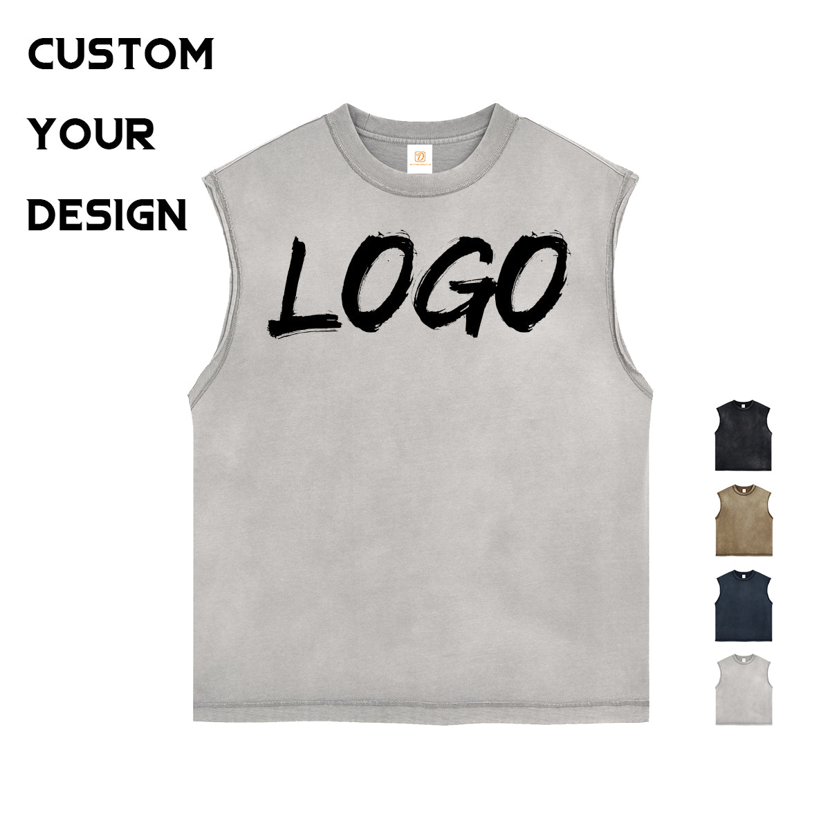 100% Cotton t Shirts Custom Men's Sleeveless High Quality Acid Wash Personalized Streetwear Fashion Heat Transfers for T-shirts