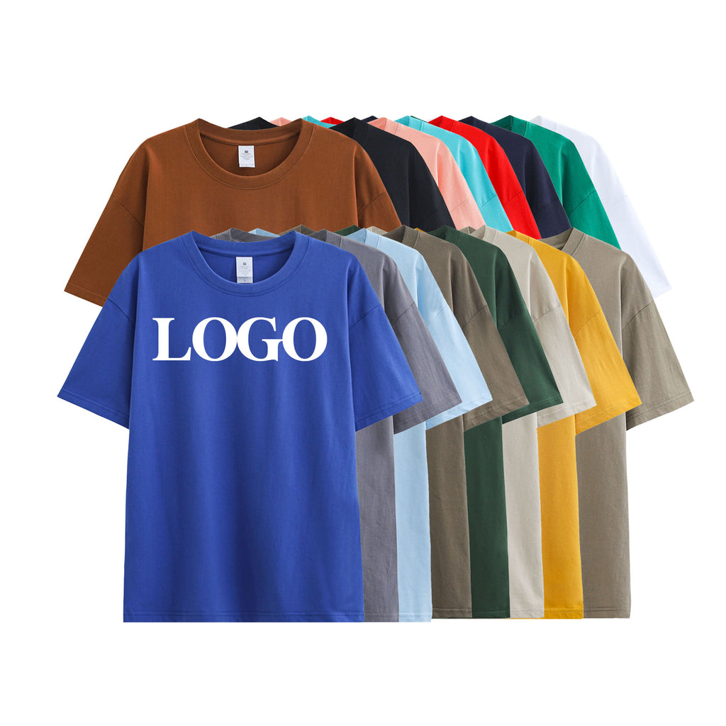 230G t Shirt 100% Cotton Oversize Custom Basic Pure Color High Quality Round Neck Drop Shoulder Wholesale High Quality Tshirt