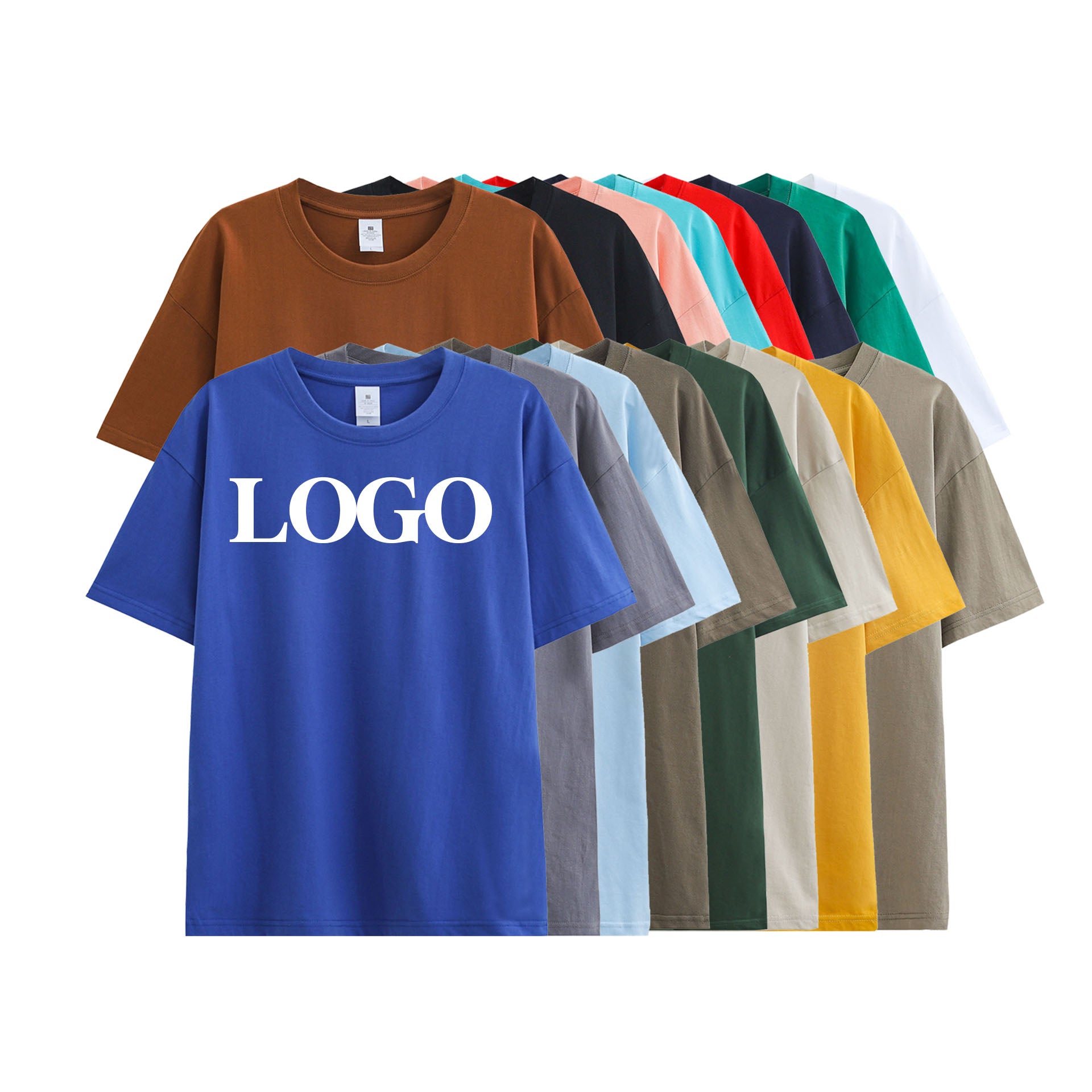 230G t Shirt 100% Cotton Oversize Custom Basic Pure Color High Quality Round Neck Drop Shoulder Wholesale High Quality Tshirt