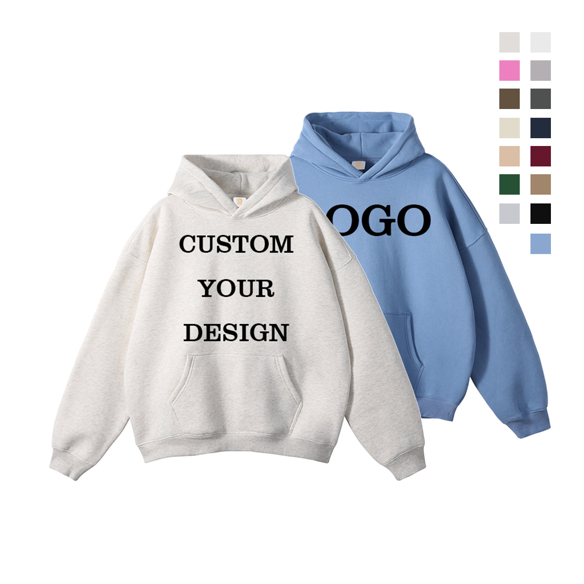 Custom Casual Streetwear Hoodies Blank Heavy Cotton Pure Color Embroidery Fashion High Quality Mens Hoodies and Sweatshirts