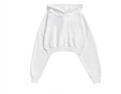 6 Color Fluffy Circle Light Motion Solid Color Versatile off the Shoulder Sexy Hooded Pullover Women's Shirt Winter Style