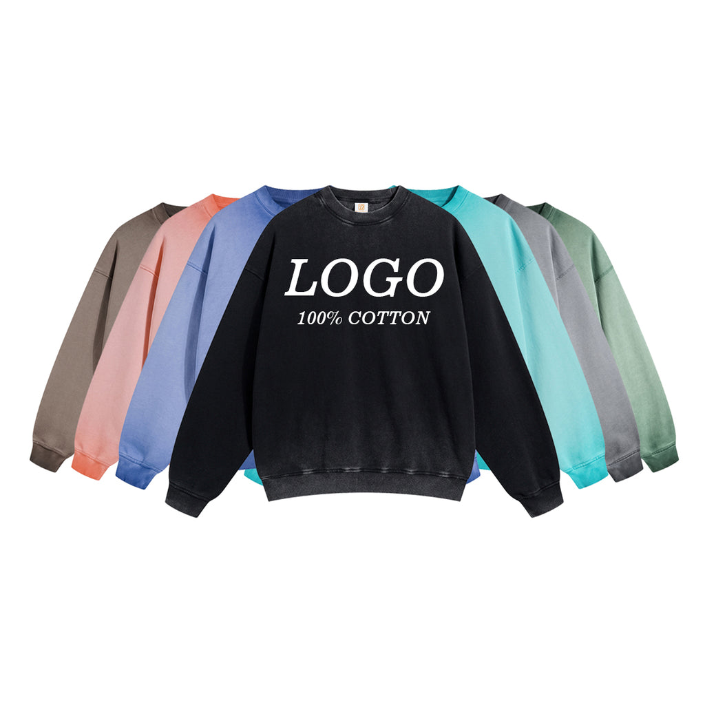 Men's Hoodies Custom Crew Neck Streetwear Vintage High Quality Blank Terry Puff Printing Pullover Mens Hoodies and Sweatshirts