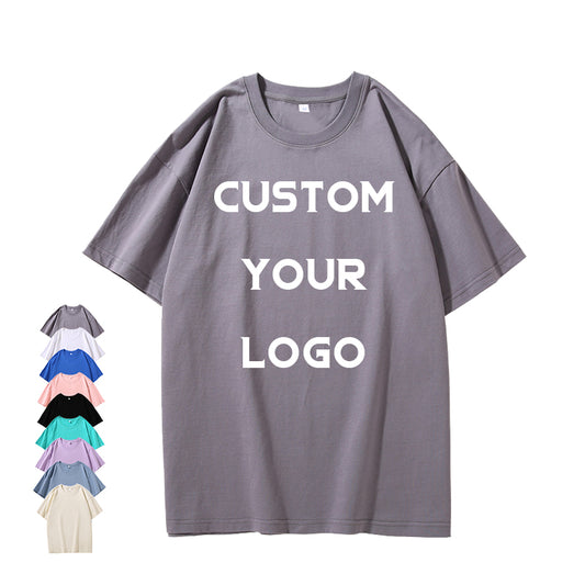 Clothing Manufacturer Men's T-shirts Black Custom Distressed Embroidery 100% Cotton High Quality Pure Color Personalized T-shirt