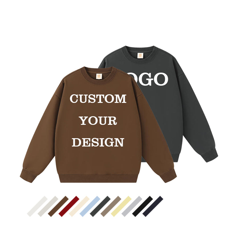 Hoodie Manufacturers Custom logo Unisex High Quality Crew Neck Streetwear Pure Color New Design Drop Shoulder Heavyweight Hoodie