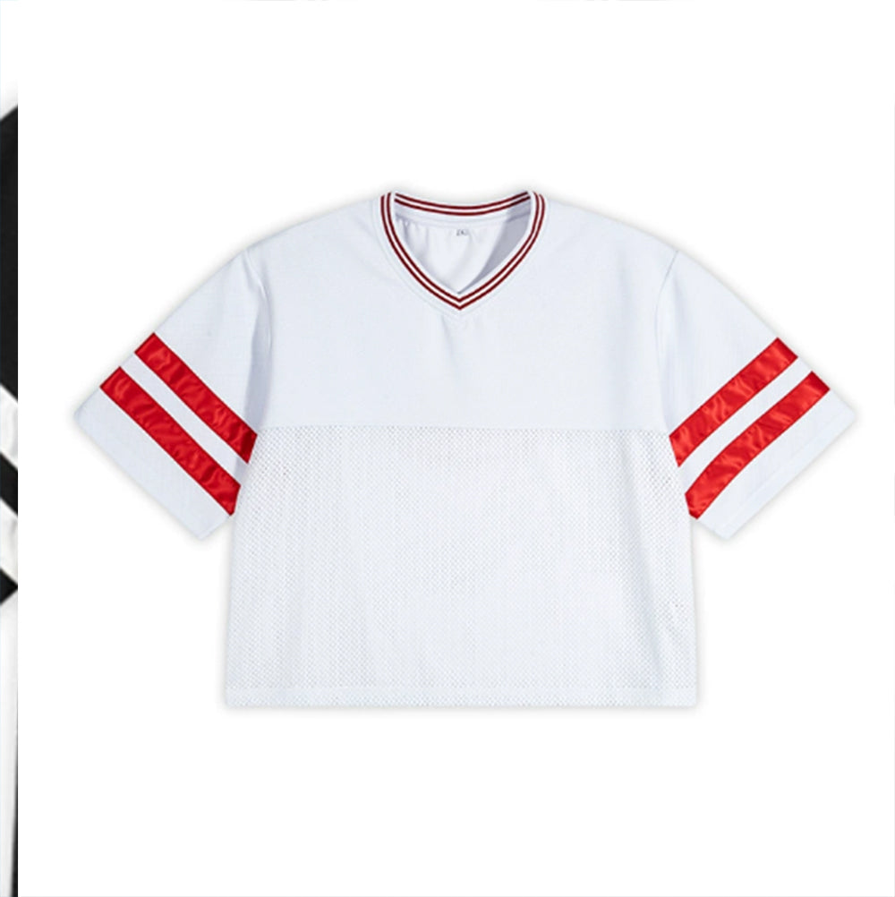 Wholesale Customize logo Your Own Exclusive Design Short and Wide American Retro Netted Eye Catching T Shirt Summer Version