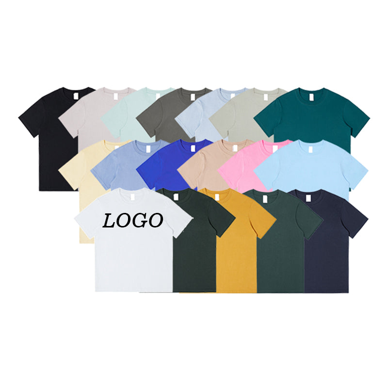 Custom logo t Shirts Black Basic Loose High Quality 230 Gsm Heavy Cotton Plain Short Sleeve Fashion Dtf Transfers for t Shirts