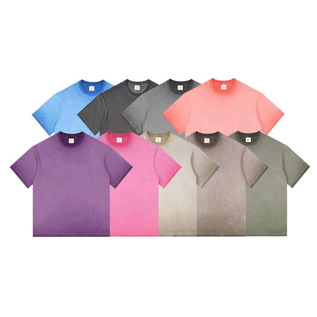 Customized 100% Cotton t Shirts Oversized  Black O-neck Acid Washed High Quality Summer Short Sleeve Fashion Men's T-shirts