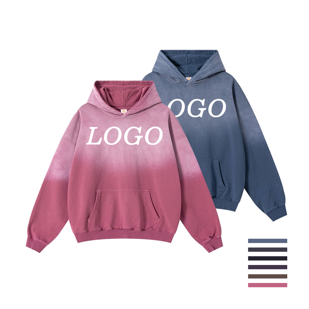 Wholesale High Quality 100% Cotton Blank Hoodies Drop Shoulder Custom Acid Wash Streetwear Puff Printing Sweaters and Hoodies