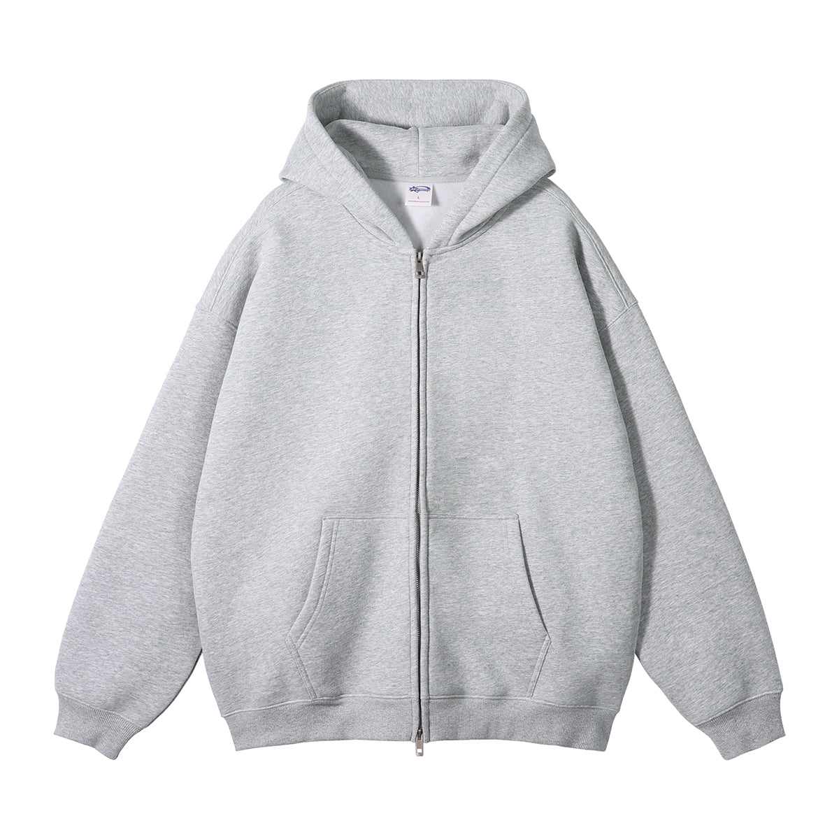 100% Cotton Wireless Drop Shoulder Fleece High Quality Custom Full Zip up Streetwear Mens Hoodies and Sweatshirts