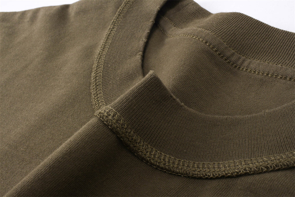 Heavy Weight Frayed Edge Washe Drop Shoulder High Quality 100% Cotton Loose Pure Color Custom Screen Puff Print Fashion T-Shirts