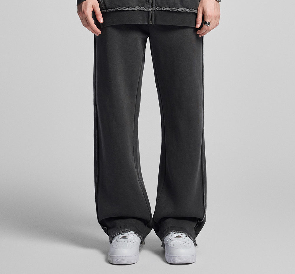 Oem Customized Sweatpants logo Heavy Duty Washed Loose Fitting Padded Fleece Sweatpants High Quality American Style Design