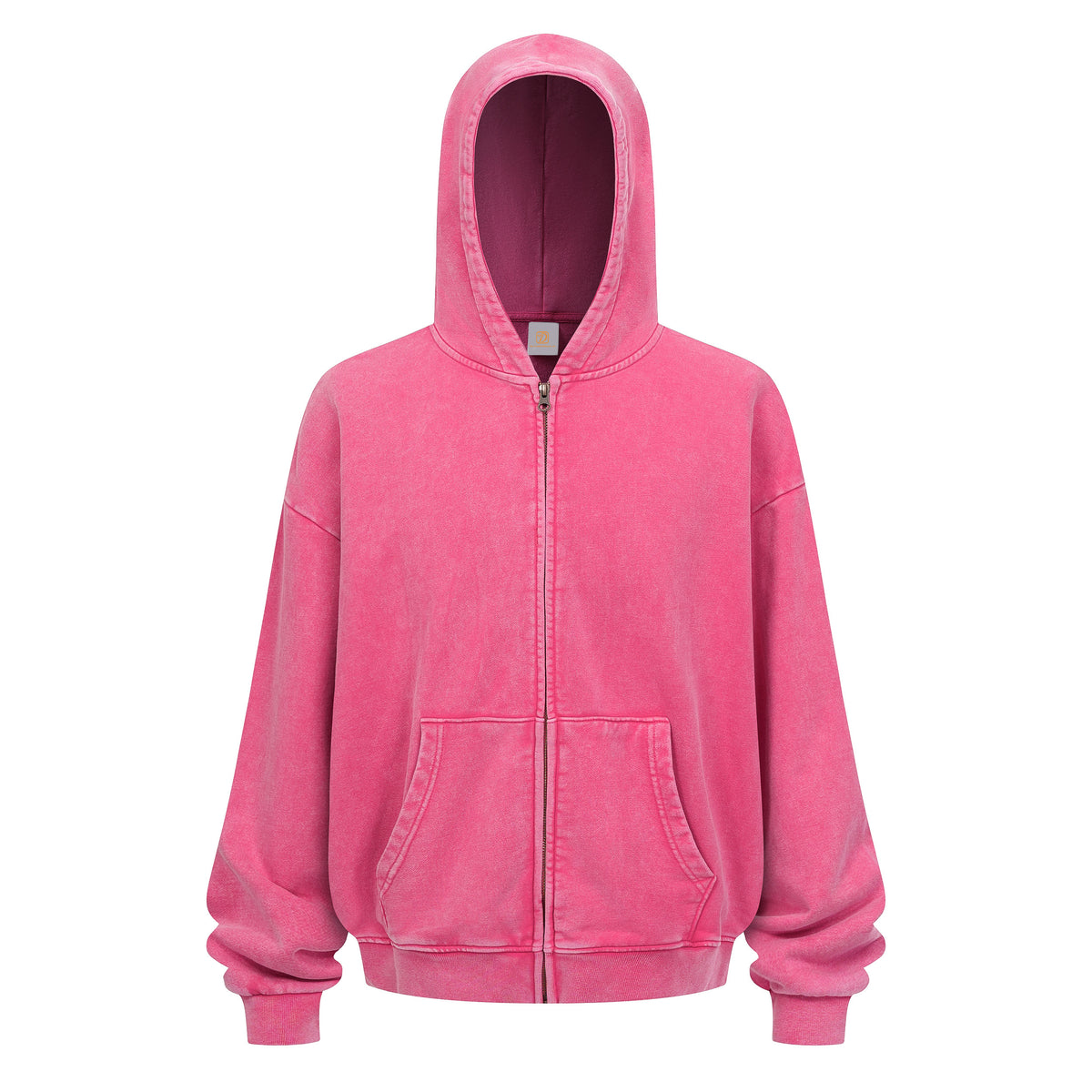 100% Cotton 430g Hoodies Heavyduty Water Washed Distressed Zipper Pure Cotton Double Layered Zipper Hoodie Wax Dyed Hoodie