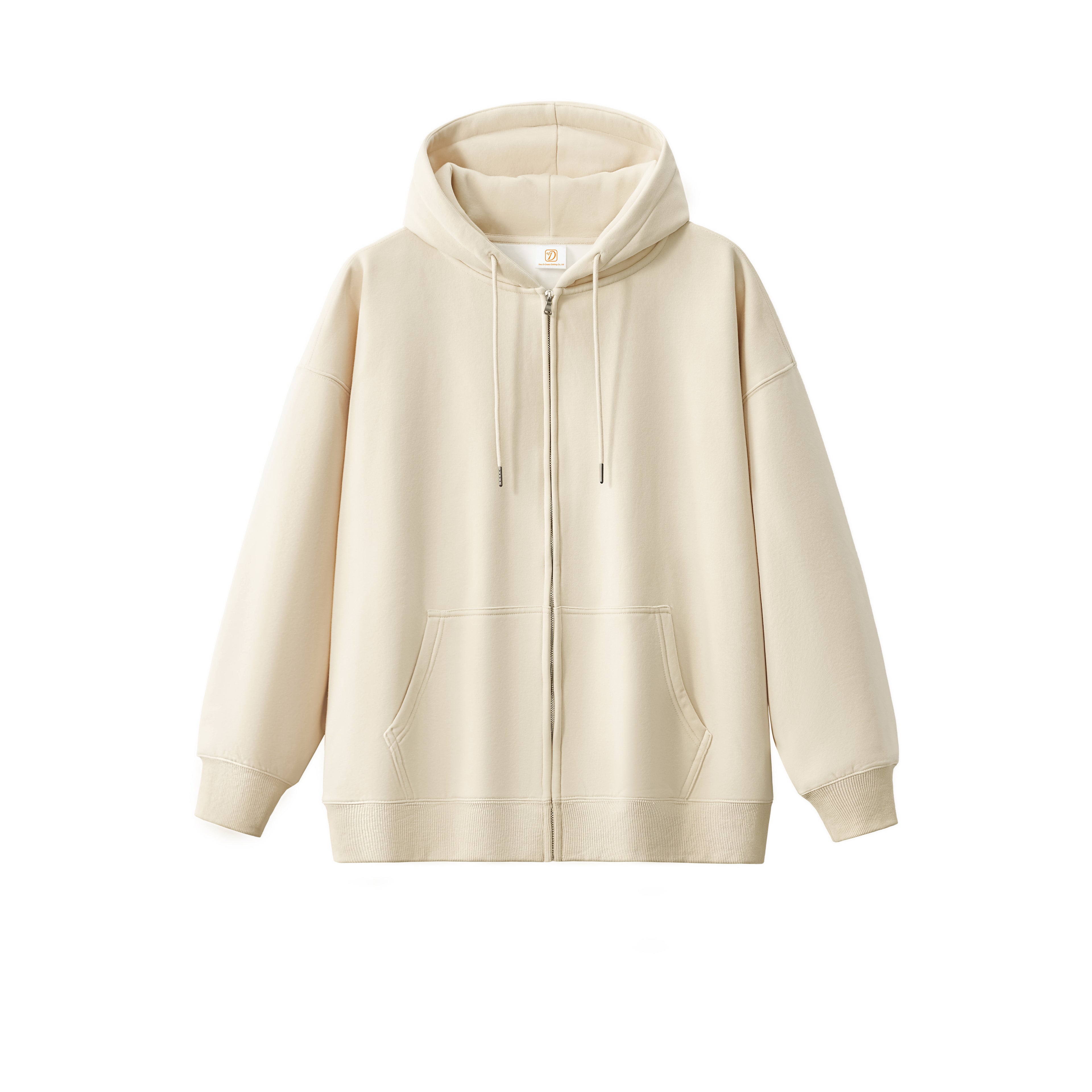 Wholesale High Quality Custom Zip up Fleece High Quality Loose Drop Shoulder Puff Printing Unisex Oversized Blank Hoodie