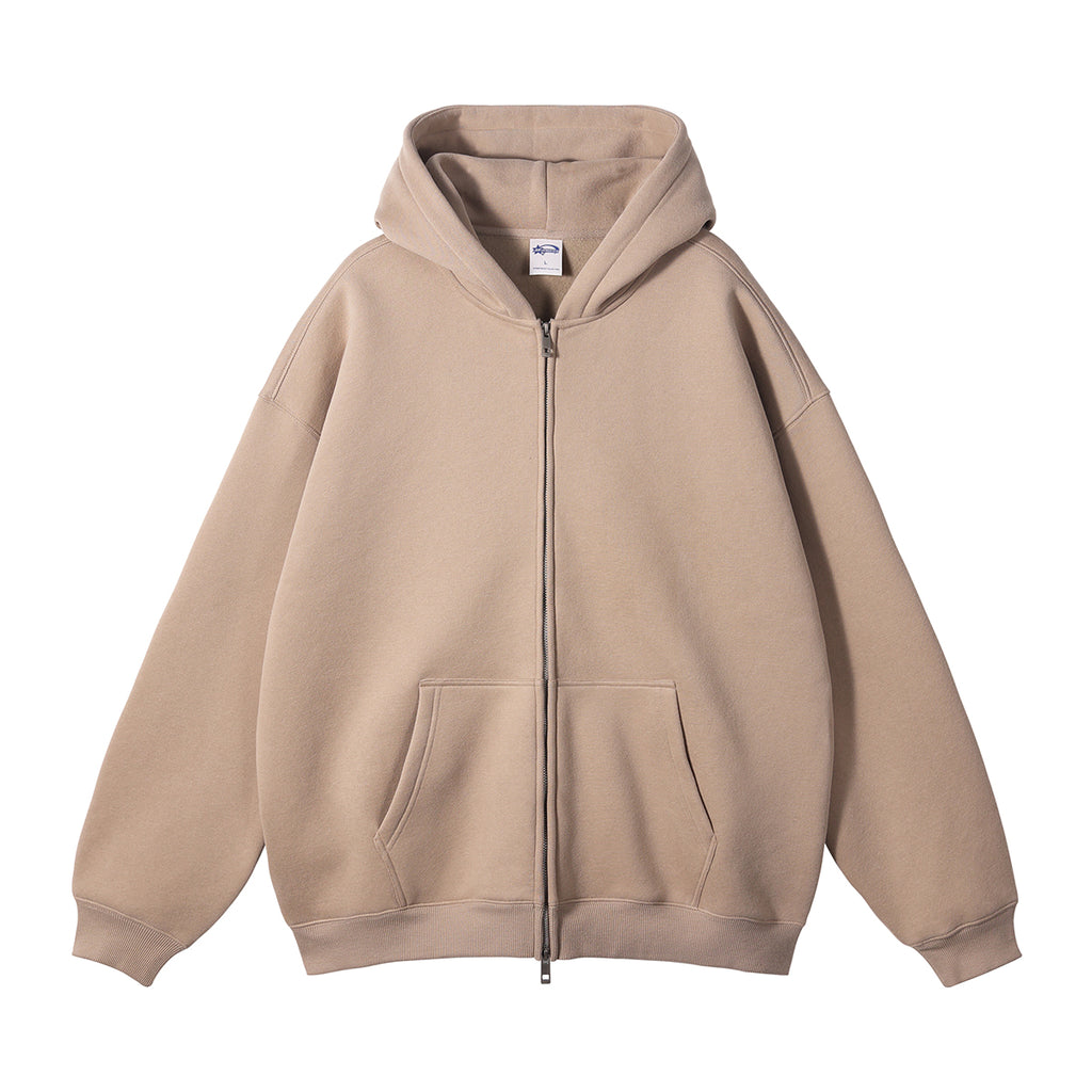 Customized 14 Color Fleece Pullover with No Hood Zipper at the Shoulder Drop Shoulder Design Made of 100% Cotton American Style