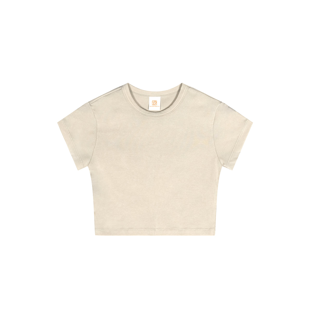 Summer Version Customized 100 CottonShort Sleeve Shirt with Exposed Shoulders and Bare Midriff Featuring a Water Wash Finish