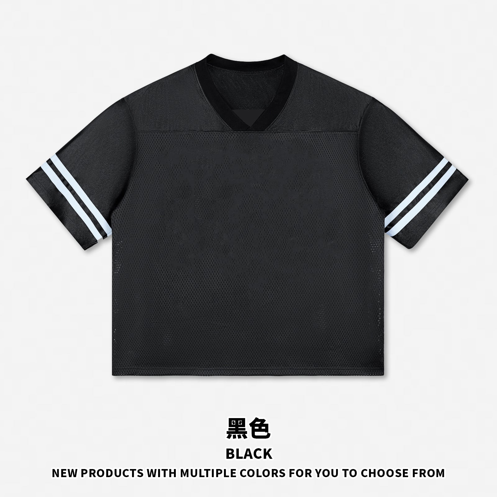 Manufacturers Streetwear Striped Color Contrast 100% Polyester Jersey Design V-Neck Black Fashion Blank Customized Tshirt