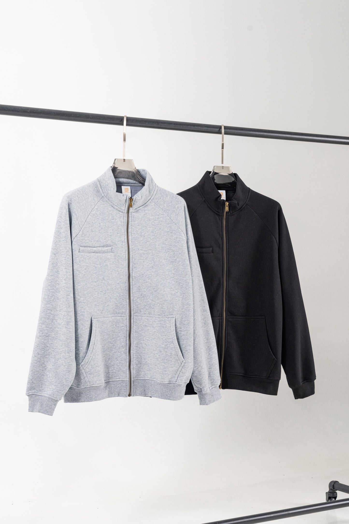 420G Heavyweight Fleece Stand Collar High Quality Blank Custom Zip up Drop Shoulder High Quality Custom Screen Printed Hoodie