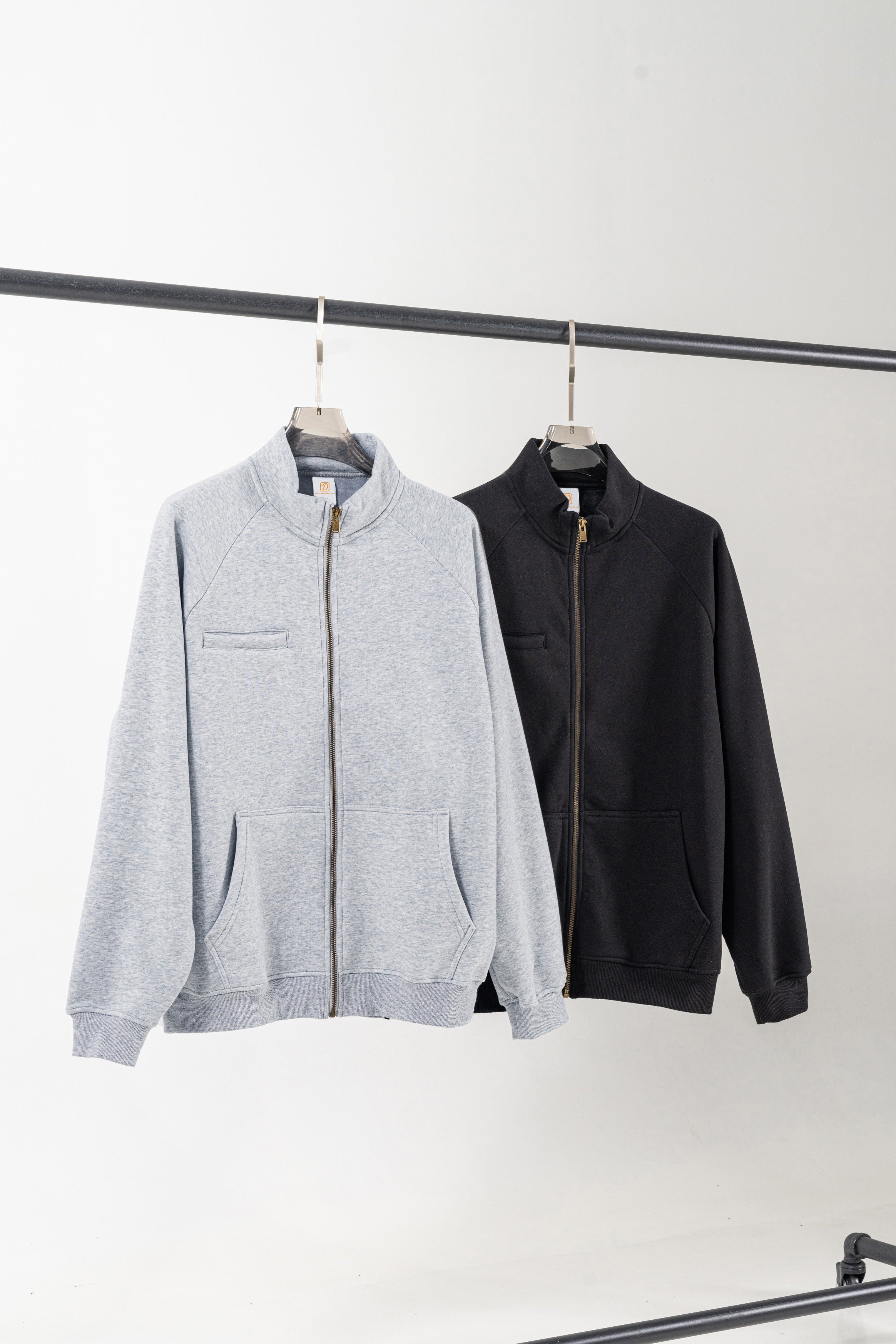 420G Heavyweight Fleece Stand Collar High Quality Blank Custom Zip up Drop Shoulder High Quality Custom Screen Printed Hoodie