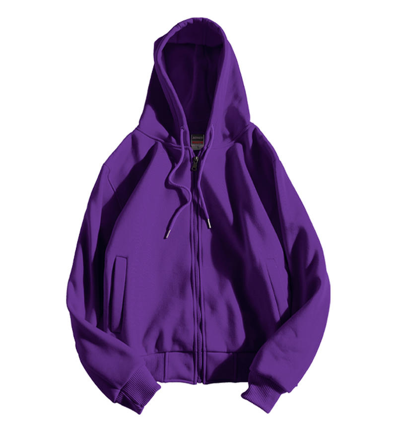 Wholesale Custom Made Color Zipper Sweatshirt with Single Layer Hat Featuring Your Design All Kinds of Techniques Can Be Used