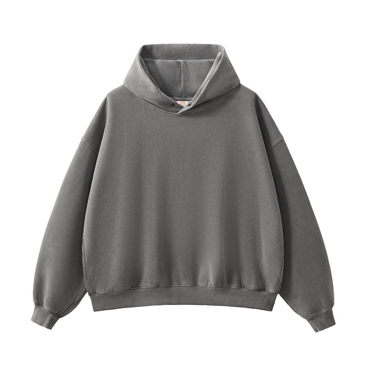 Customize Thick Fleece Button Down Washed Casual Hoodie with Frayed Side Pockets and Hooded Top Set of 5 Pieces in Sample Size L