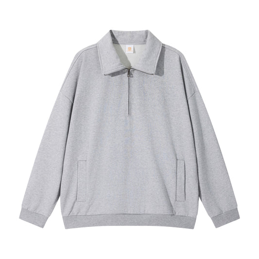 Stand Collar Custom Terry High Quality Blank Half Zipper Distressed Puff Print Streetwear Oversized High Quality Hoodies