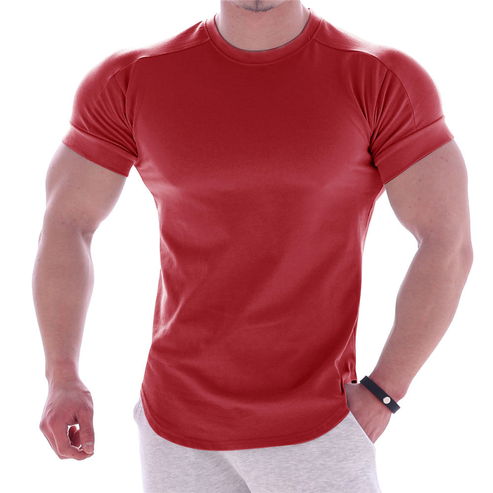 Tshirt Manufacturer Customized 11 Color Curved Hem Stretch Elastic Training T-shirt Plain Tshirts for Printing Oversized Tshirts