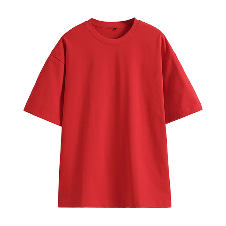 High Quality Men's T-shirts Blank Pure Color Heavy Cotton Loose Short Sleeve Crew Neck Drop Shoulder Wholesale T-shirts