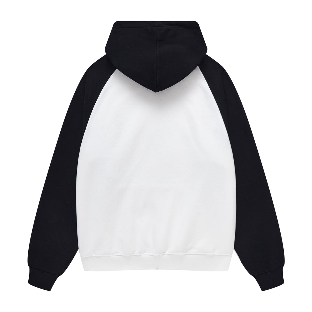 Heavy Cotton Sublimation Distressed Embroidery Cross-shoulder Color-blocking Streetwear Men's Hoodie Manufacturers
