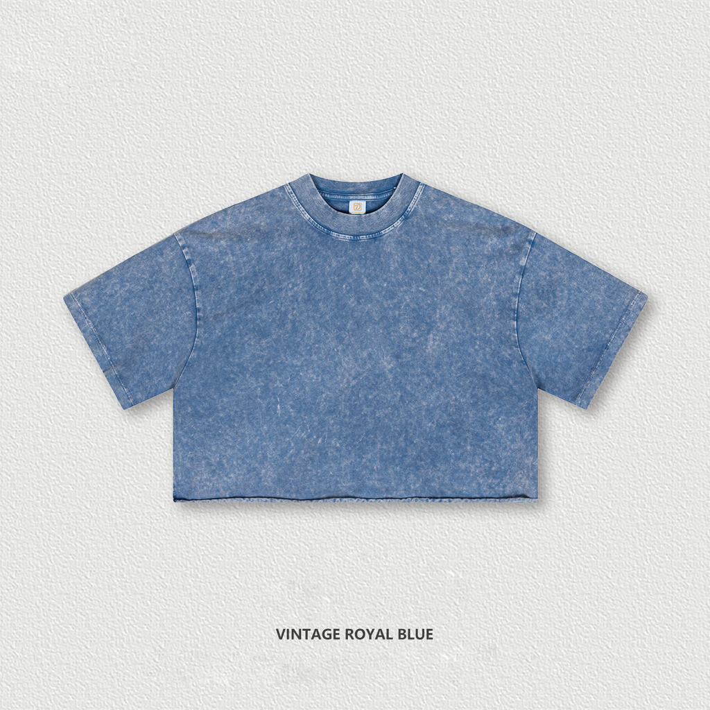 Crop Top Short Cotton Streetwear Wholesale High Quality Screen Print Round Neck Heavyweight Custom Print Printer Blank Tshirt