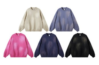 Fleece Pullover Heavyweight O-neck Vintage Unisex High Quality Washed Knitted Blank Custom Embroidered Hoodies