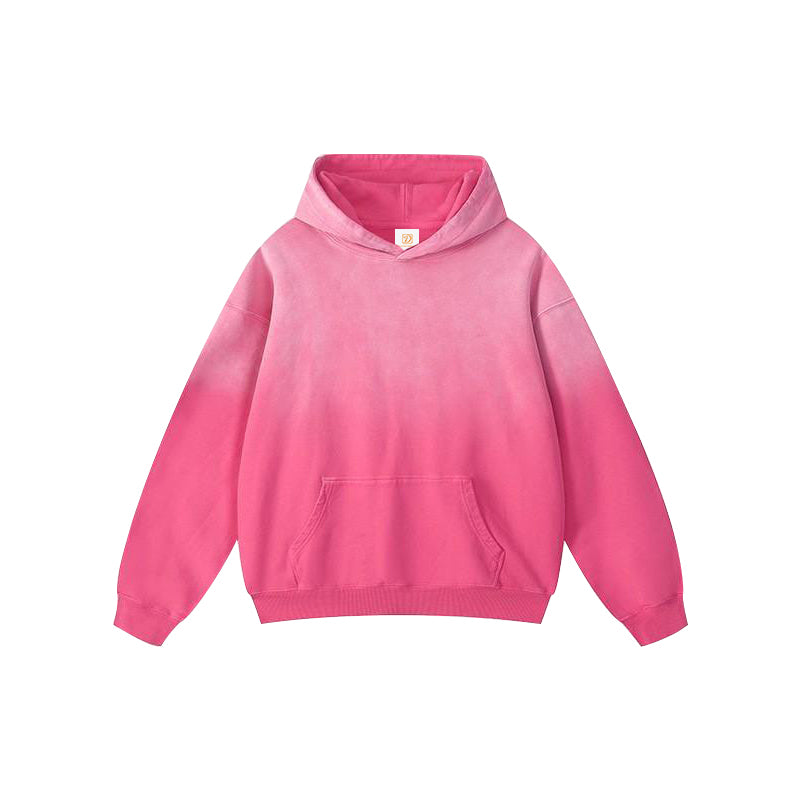 Gradual dyeing and water-washed heavyweight sweatshirt with a hood is available in a complete range of samples for your selection.
