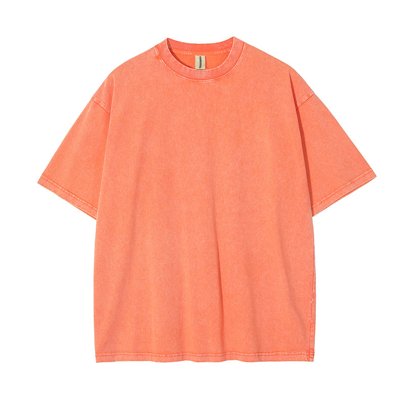 100% cotton Various Patterns Can Be Customized 12color Frosted Water Washed Wax Resist Dying Distressed Short Sleeved Shirts