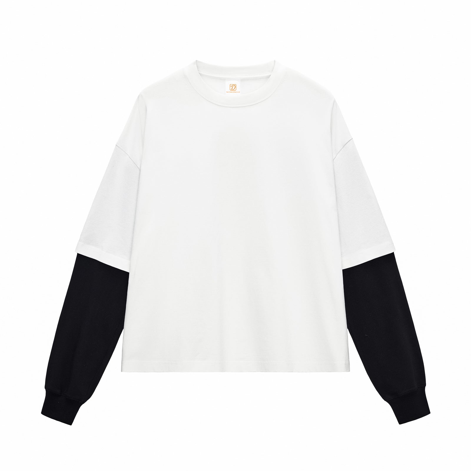 Boxy 100% Cotton Long Sleeve T-shirt Custom Round Neck Patchwork Blank High Quality Design Dtf Transfers for Long Sleeve Tshirts