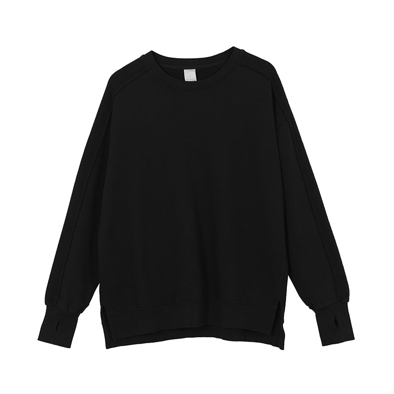 Fall and Winter Custom Style Washed and Distressed Ninja Style Sleeve Cotton Pullover with Dropped Shoulders and Oversized Fit