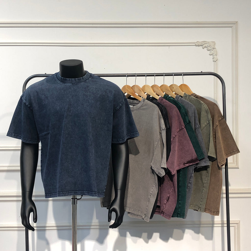 Vintange Heavyweight Oversized Loose Boxy Short Fashionable Style Custom Washed Heavy Cotton Plain Tshirts for Printing