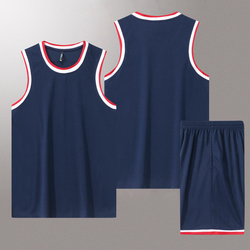Customized 5 Color Men's and Women's 100% Polyester Fiber Round Neck Basketball Uniform Set Basketball Jacquard Fabric Suit