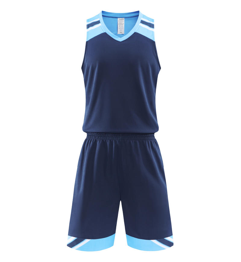 Custom logo 5 Color Men's and Women's 100% Polyester Fiber V Neck Basketball Uniform Set with Vertical Stripes and Plain Fabric