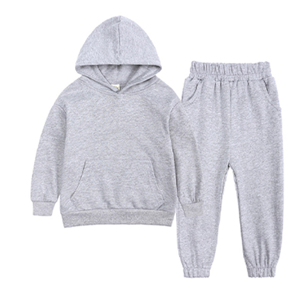 Wholesale Customized 7 Color Children's Clothing Small Medium and Large Size Boys and Girls Hooded Sports Outfit Sweatshirt Sets