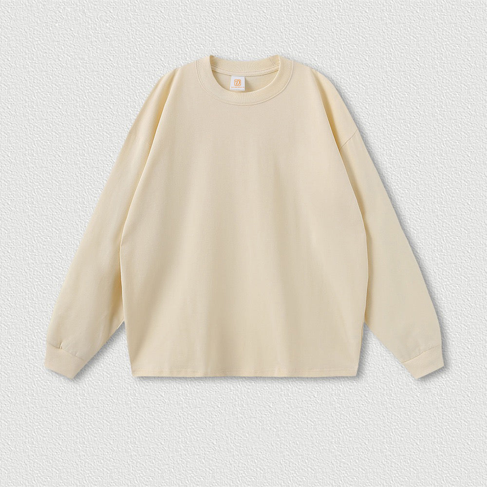 Heavyweight Tshirts Boxy Streetwear Loose High Quality Cotton Long Sleeve Custom Puff Printing Wholesale Men's T-shirts