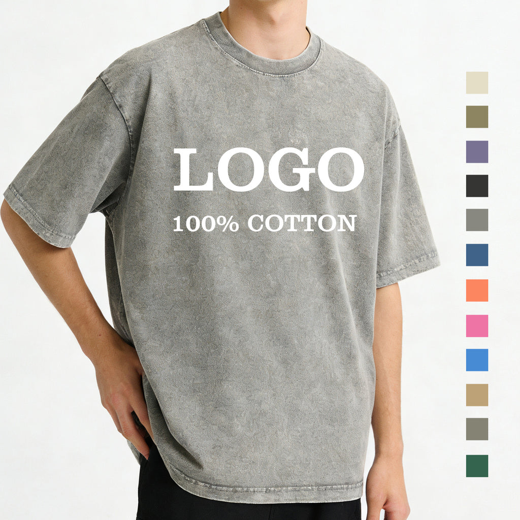 250g 100% Cotton Tshirt Custom Acid Wash High Quality Blanks t Shirts Vintage Streetwear Fashion Design Men's T-shirts