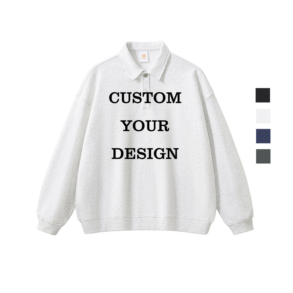 Custom Stand Collar Hoodies High Quality Polo Pure Color Blank Distressed Polyester/Cotton New Design Streetwear Hoodies