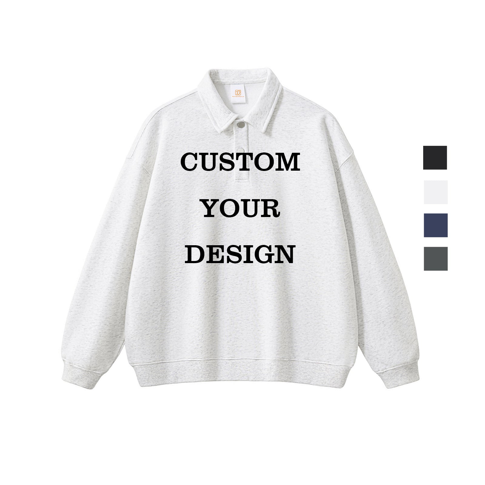 Custom Stand Collar Hoodies High Quality Polo Pure Color Blank Distressed Polyester/Cotton New Design Streetwear Hoodies