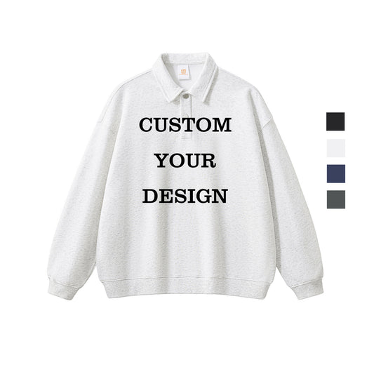 Custom Stand Collar Hoodies High Quality Polo Pure Color Blank Distressed Polyester/Cotton New Design Streetwear Hoodies
