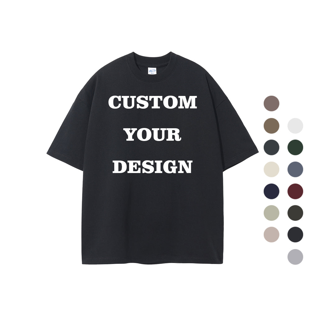 Men's T-shirts Streetwear Loose Drop Shoulder Pure Color Casual Heavyweight Summer Short Sleeve Heavy Cotton Plain T-shirts