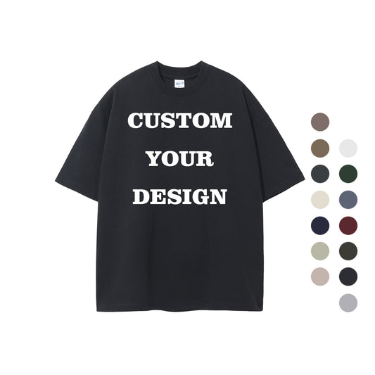 Men's T-shirts Streetwear Loose Drop Shoulder Pure Color Casual Heavyweight Summer Short Sleeve Heavy Cotton Plain T-shirts